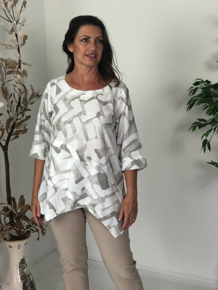 Hand Picked By Dressxox Separates 10 Karla Taupe Linen Top