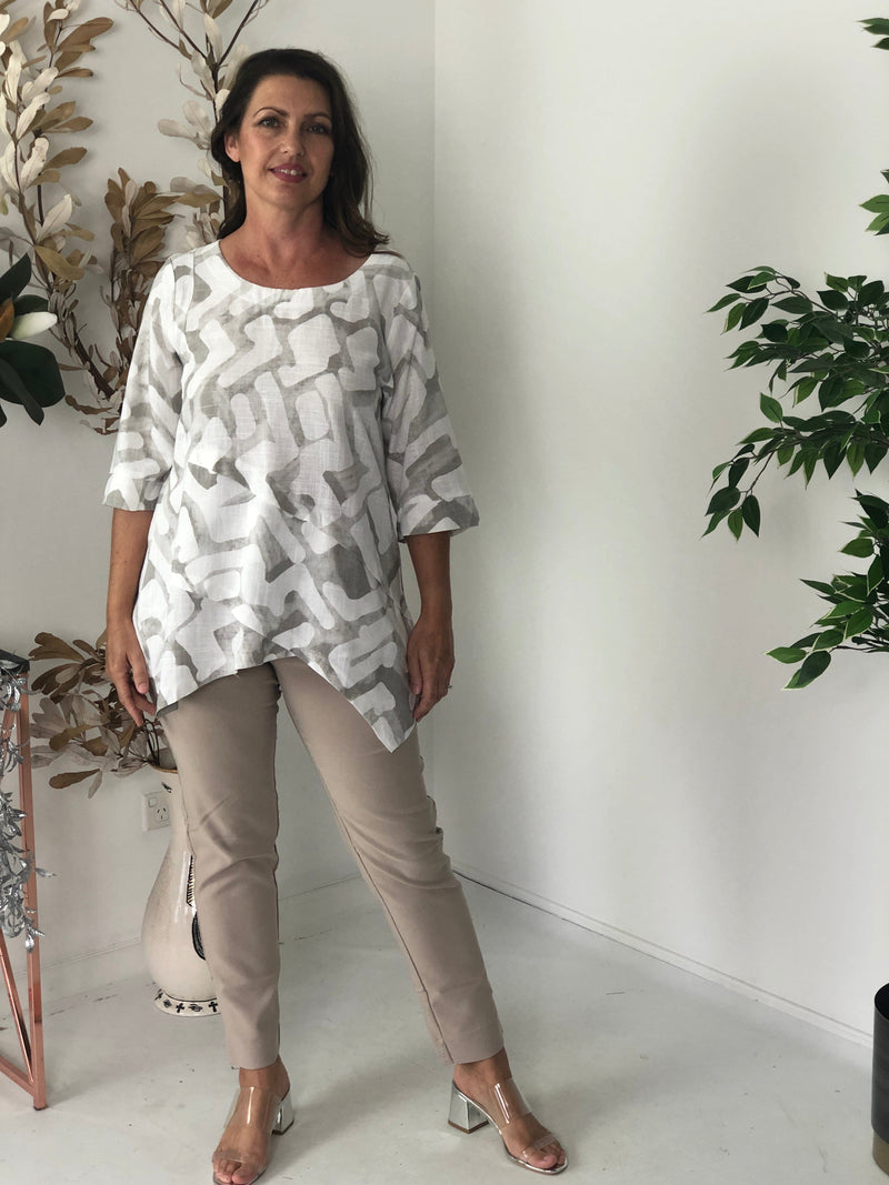 Hand Picked By Dressxox Separates Karla Taupe Linen Top