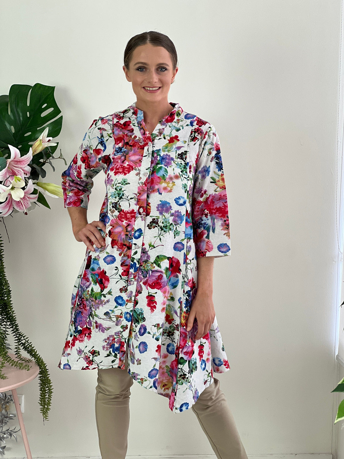 Hourglass DRESSES Tulum Garden Linen Shirt Dress
