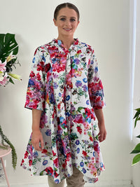Hourglass DRESSES Tulum Garden Linen Shirt Dress