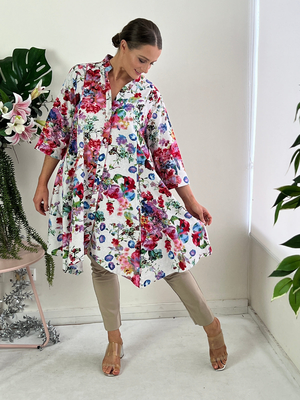 Hourglass DRESSES Tulum Garden Linen Shirt Dress