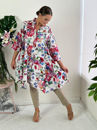 Hourglass DRESSES Tulum Garden Linen Shirt Dress