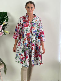 Hourglass DRESSES S 12-14 Tulum Garden Linen Shirt Dress