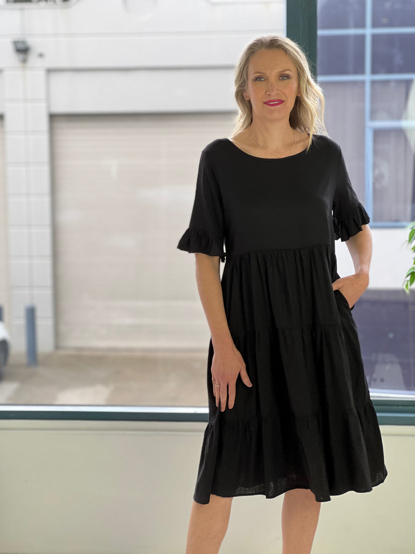 Kane Black Linen Dress – Dressxox