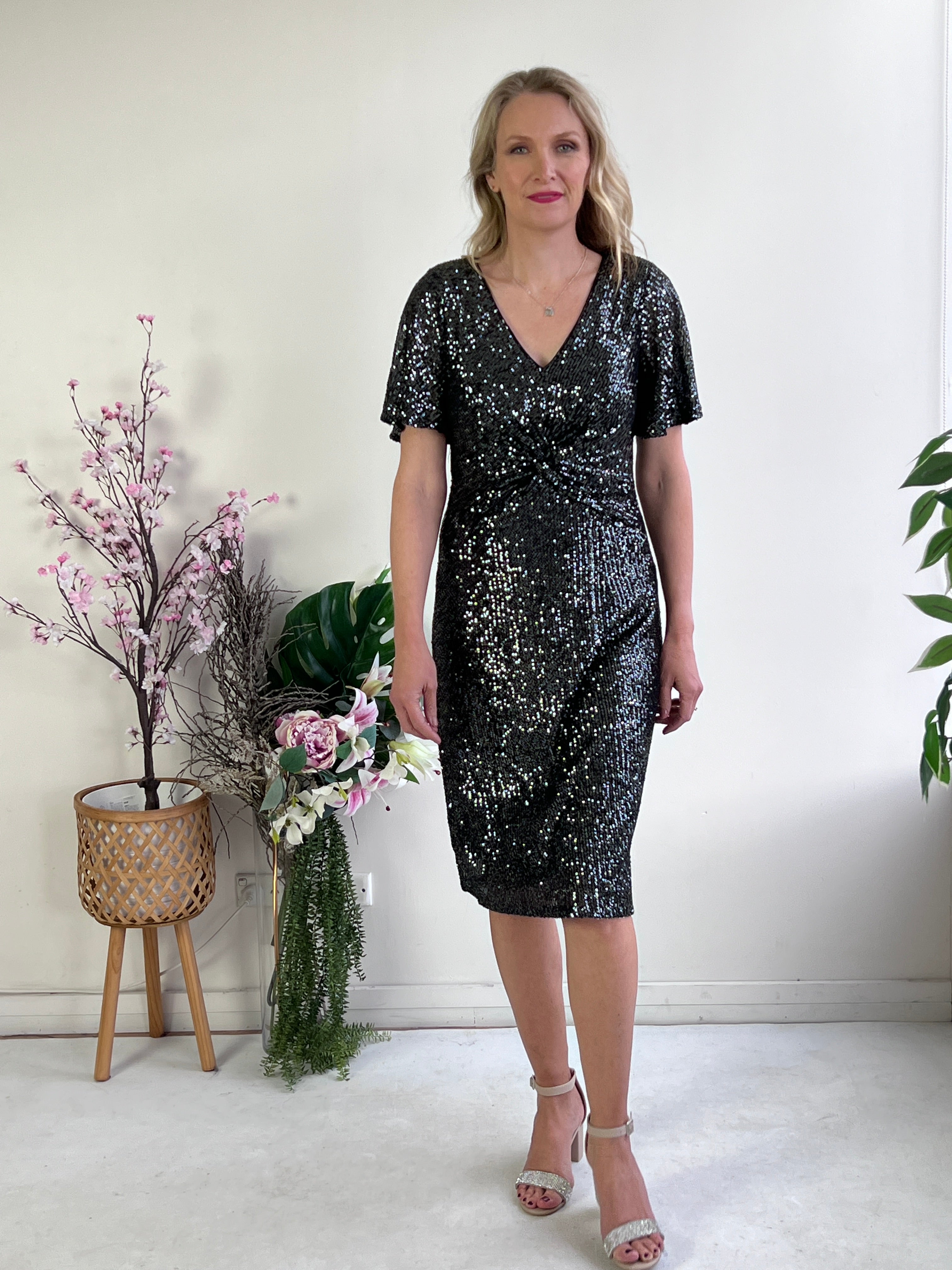 Lennox Black Sequin Evening Dress Dressxox