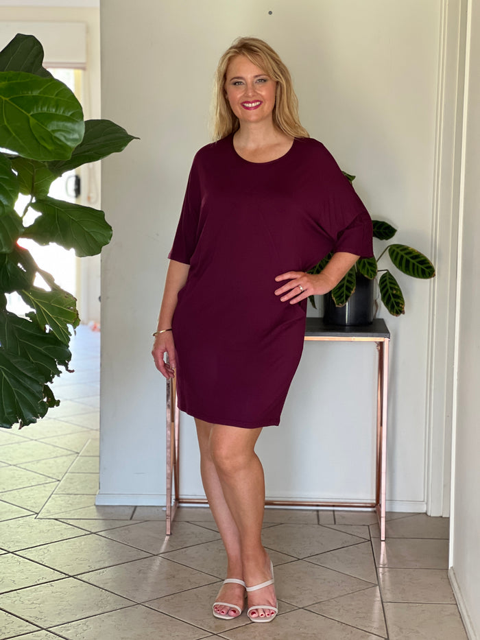 Livvy Wine Jersey Dress
