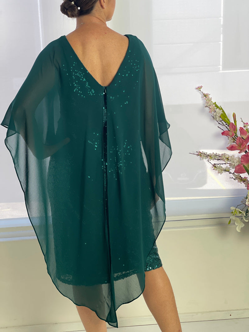 Miss Anne DRESSES Luina Emerald Sequin Evening Dress