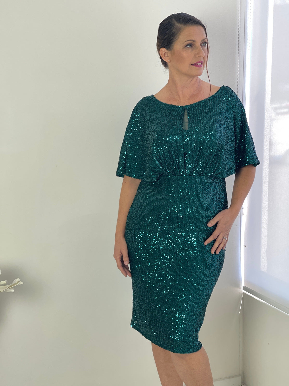 Miss Anne DRESSES Aldoga Emerald Sequin Dress