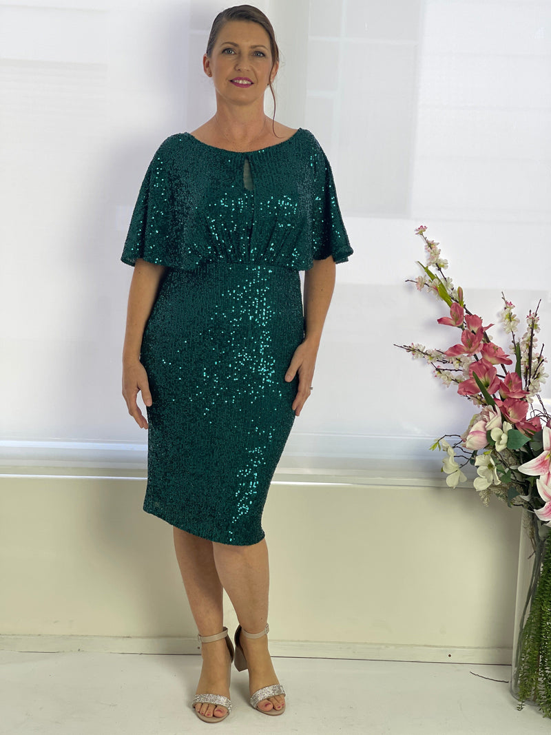 Miss Anne DRESSES Aldoga Emerald Sequin Dress