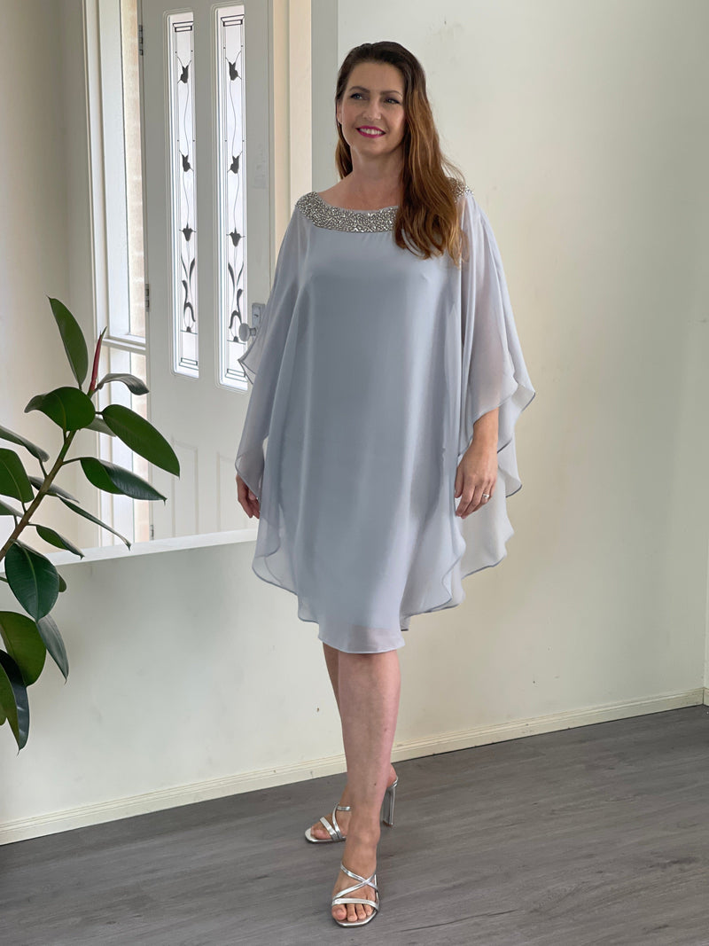 Miss Anne DRESSES Etan Silver Evening Dress