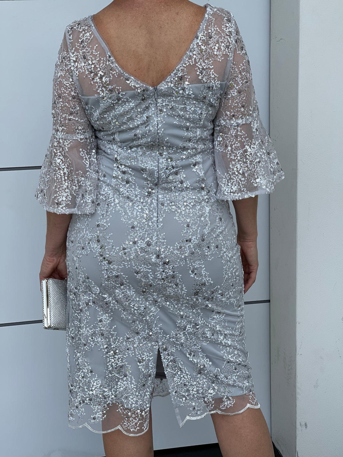 Miss Anne DRESSES Francis Silver Sequin Dress