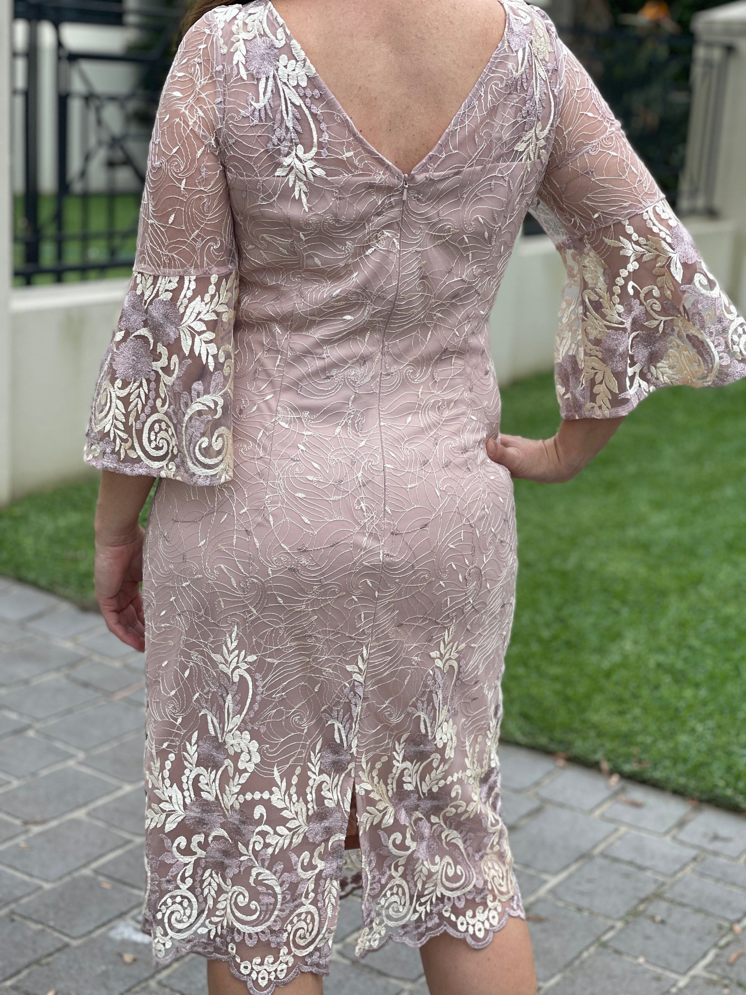 Blush High Neck Balloon Sleeve Knitted Dress - Ginna main image 0