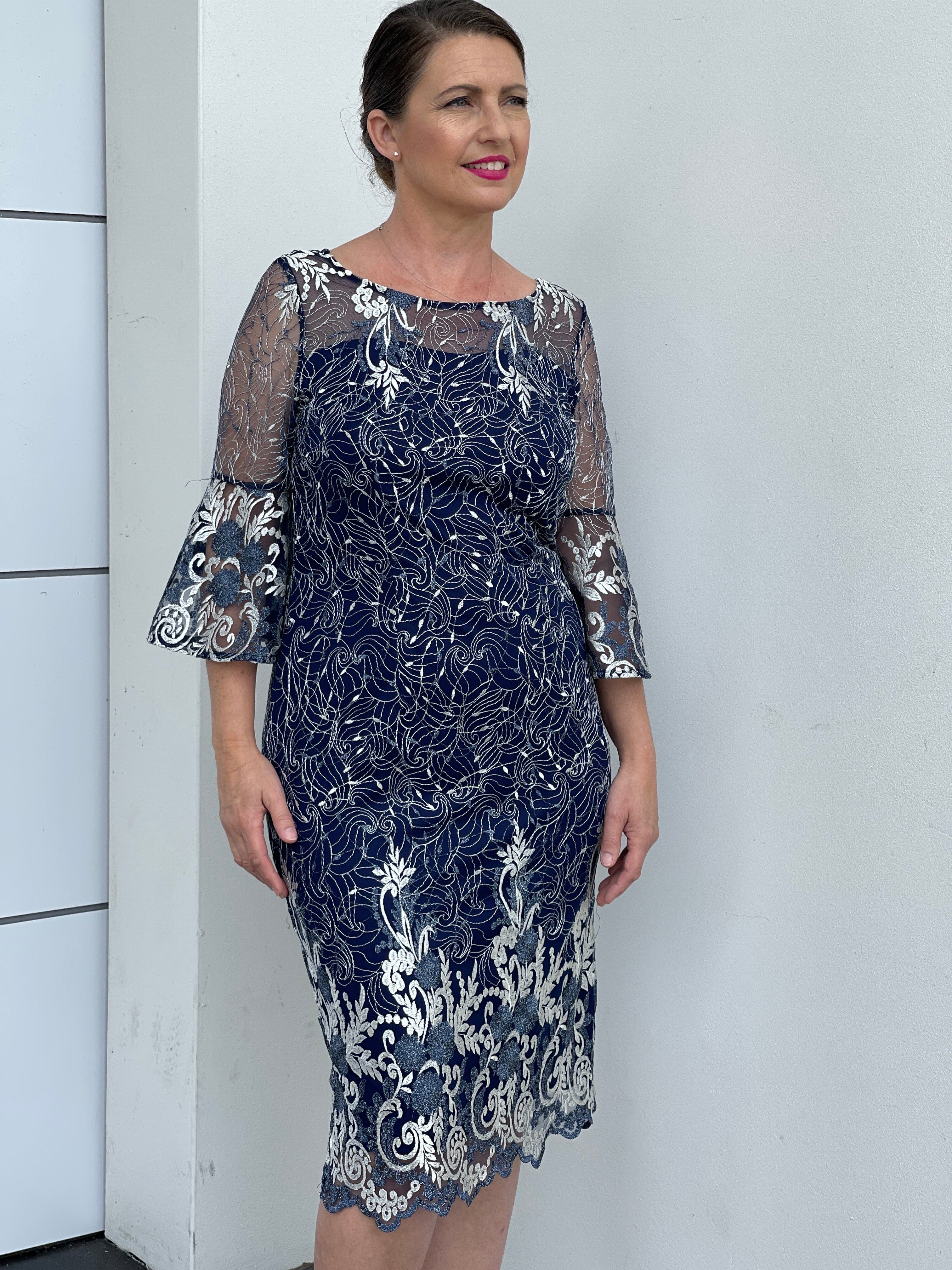 Ginna Navy Evening Dress Dressxox