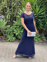 Miss Anne DRESSES Kiel Navy Stretch Lace Gown