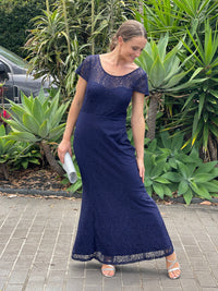 Miss Anne DRESSES Kiel Navy Stretch Lace Gown