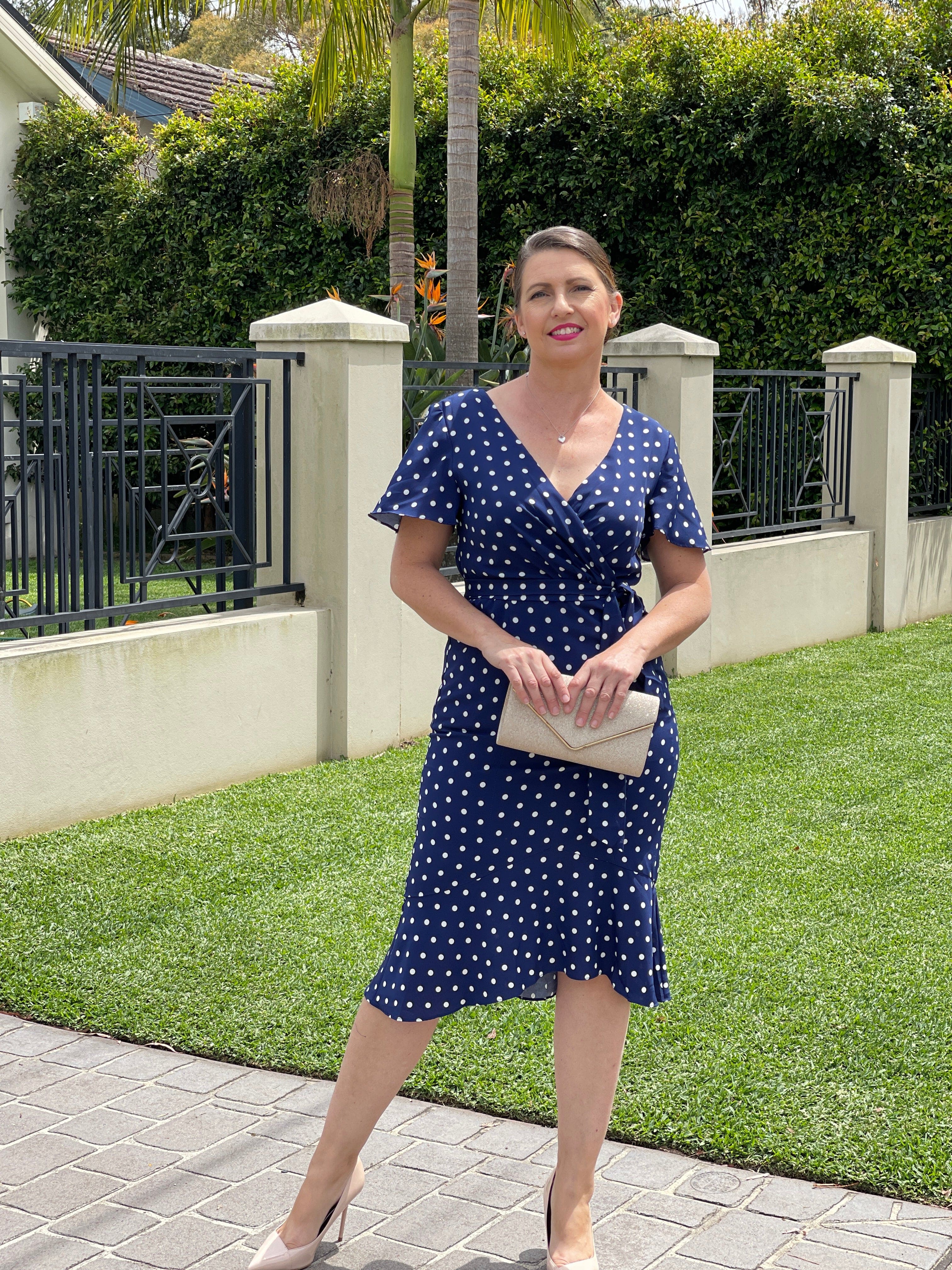 Loulou Navy Spot Dress Dressxox