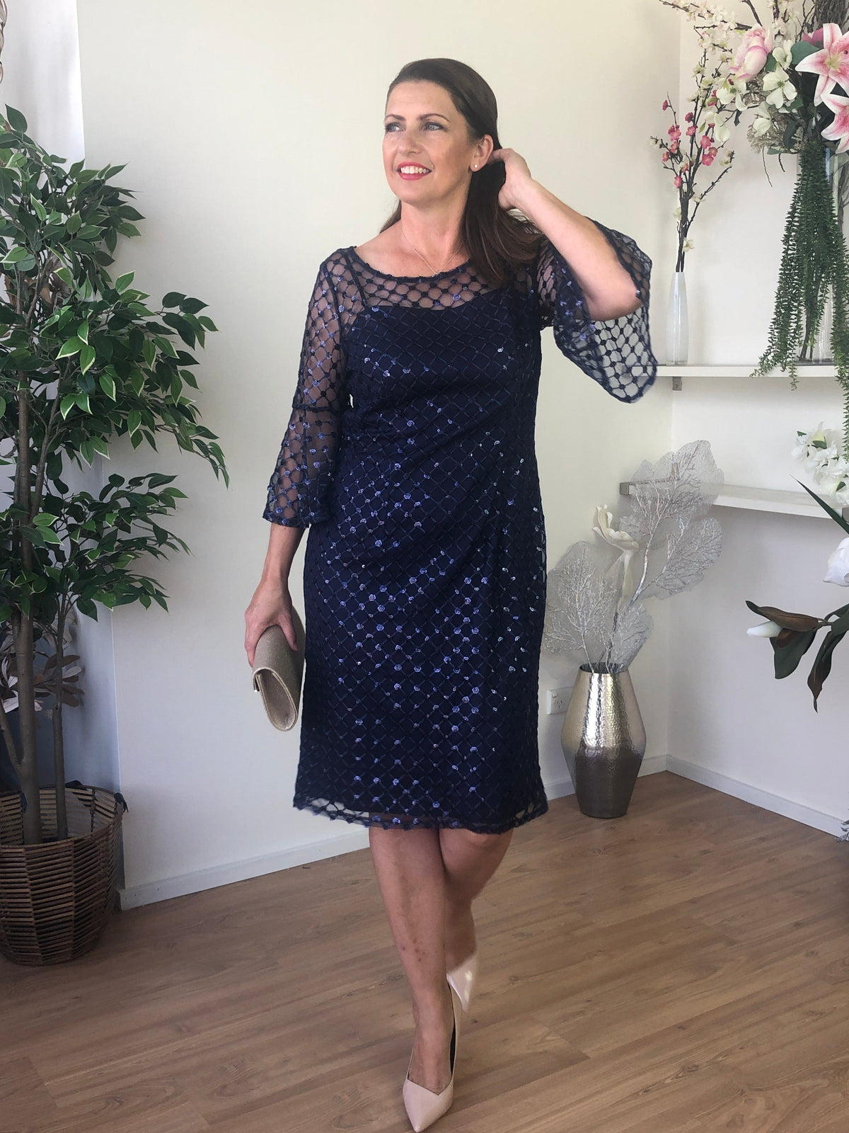 Miss Anne DRESSES Lucy Navy Sequin Dress