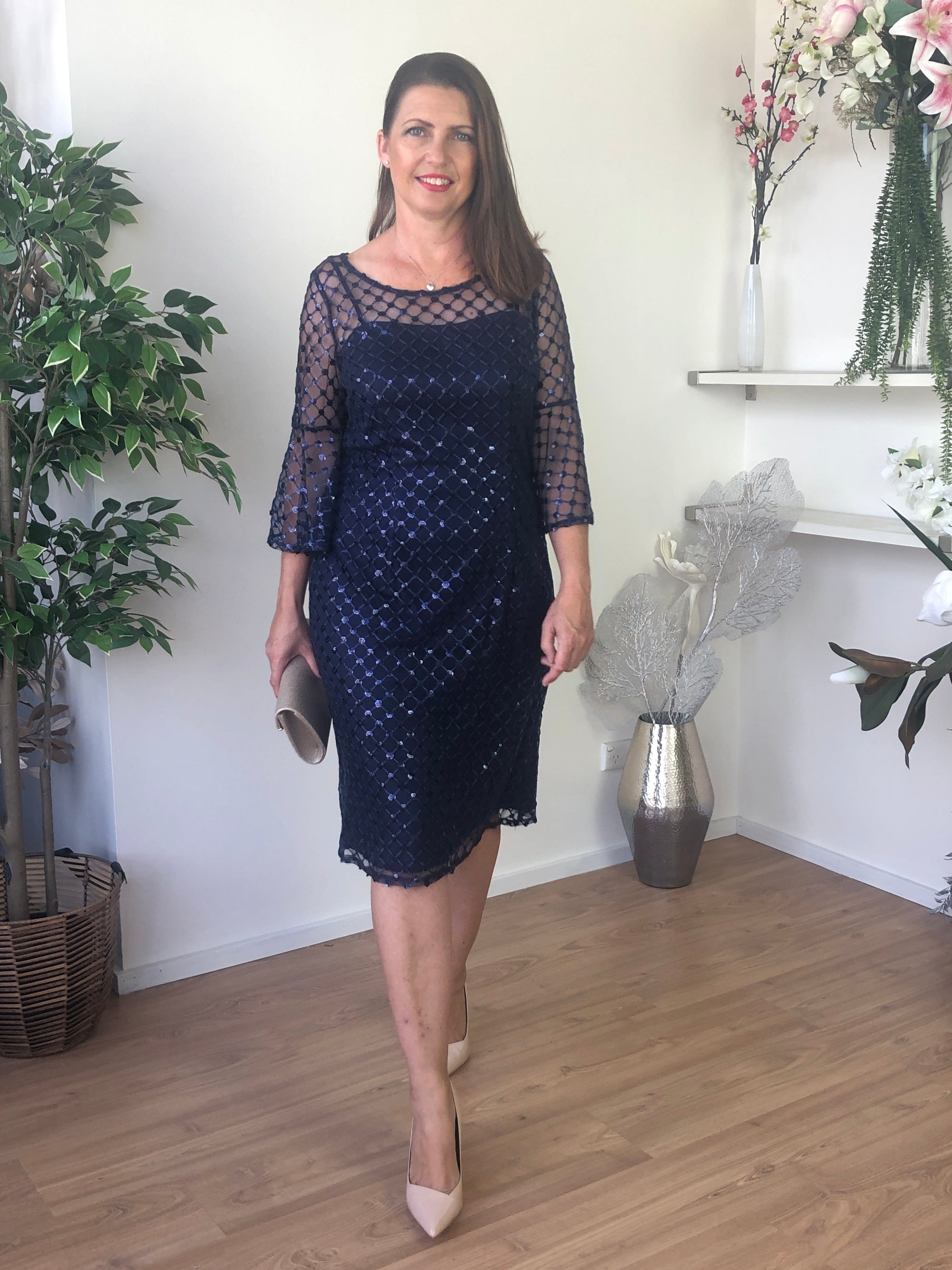 Miss Anne DRESSES 22 Lucy Navy Sequin Dress