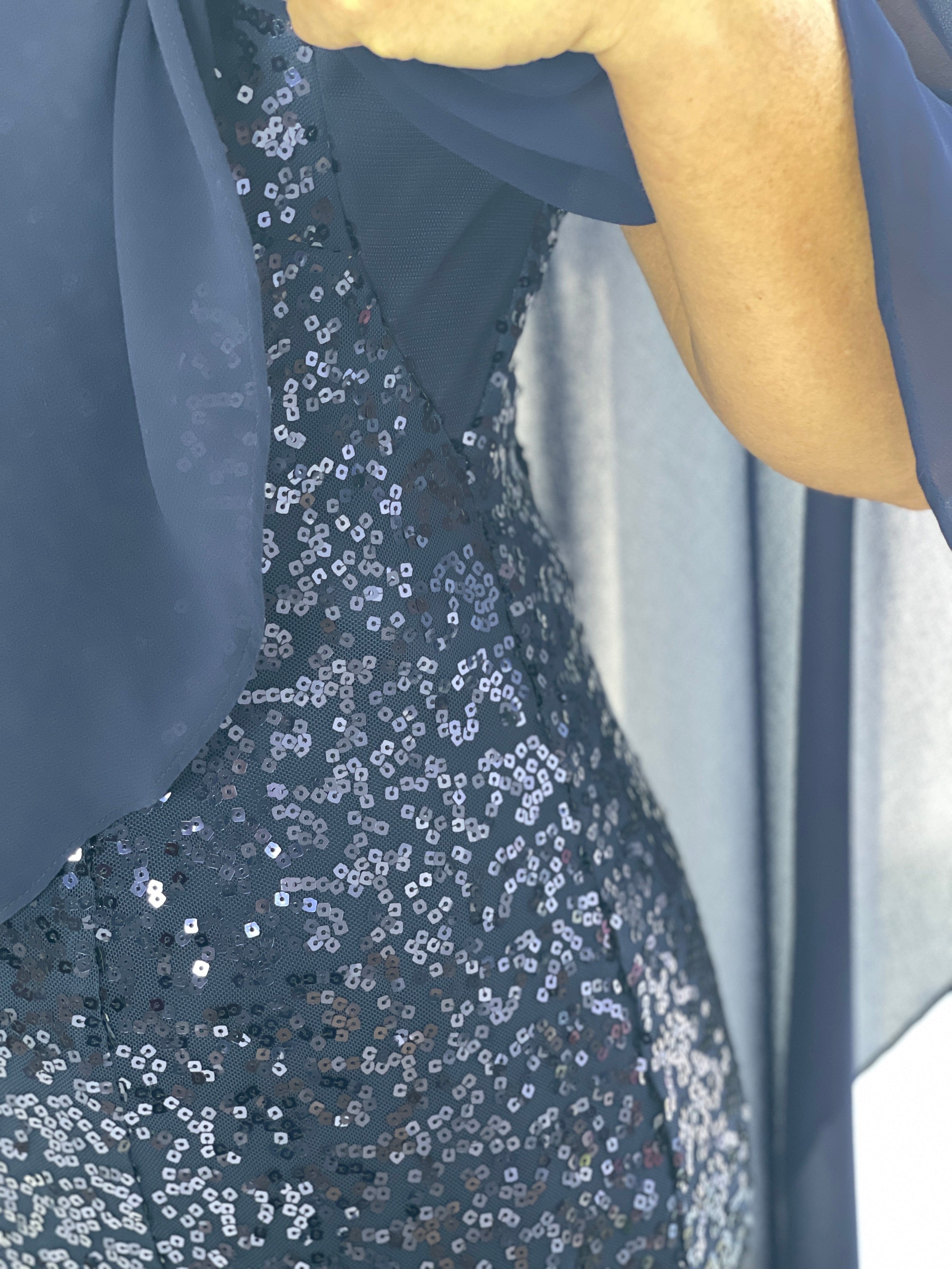 Luina Navy Sequin Evening Dress Dressxox