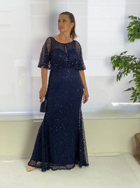 Miss Anne DRESSES Payton Navy Sequin Evening Gown