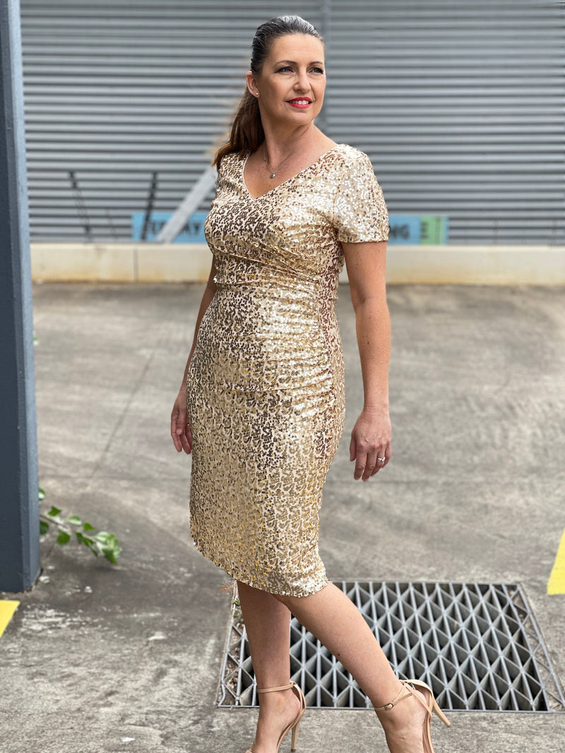 Miss Anne DRESSES Quartez Gold Sequin Dress