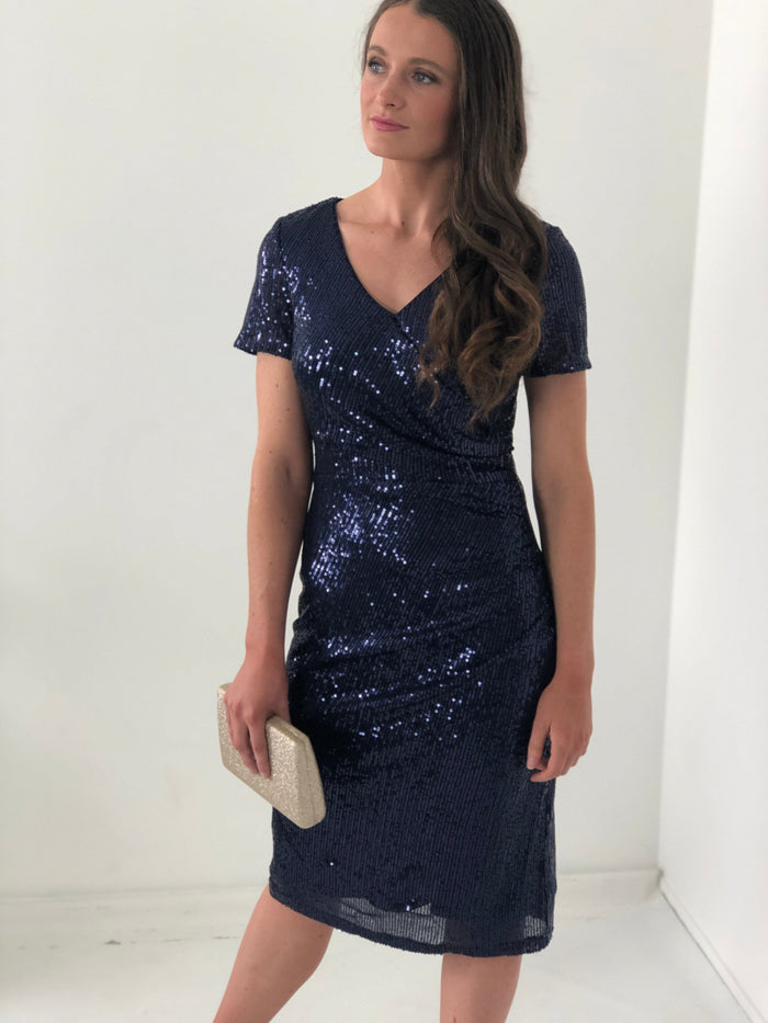Miss Anne DRESSES Quartez Navy Sequin Dress