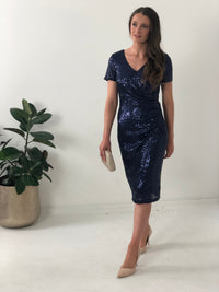 Miss Anne DRESSES 10 Quartez Navy Sequin Dress