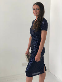 Miss Anne DRESSES Quartez Navy Sequin Dress