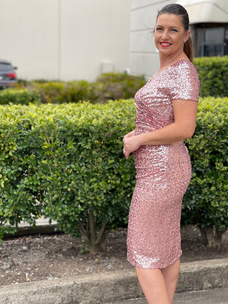 Miss Anne DRESSES Quartez Pink Sequin Dress