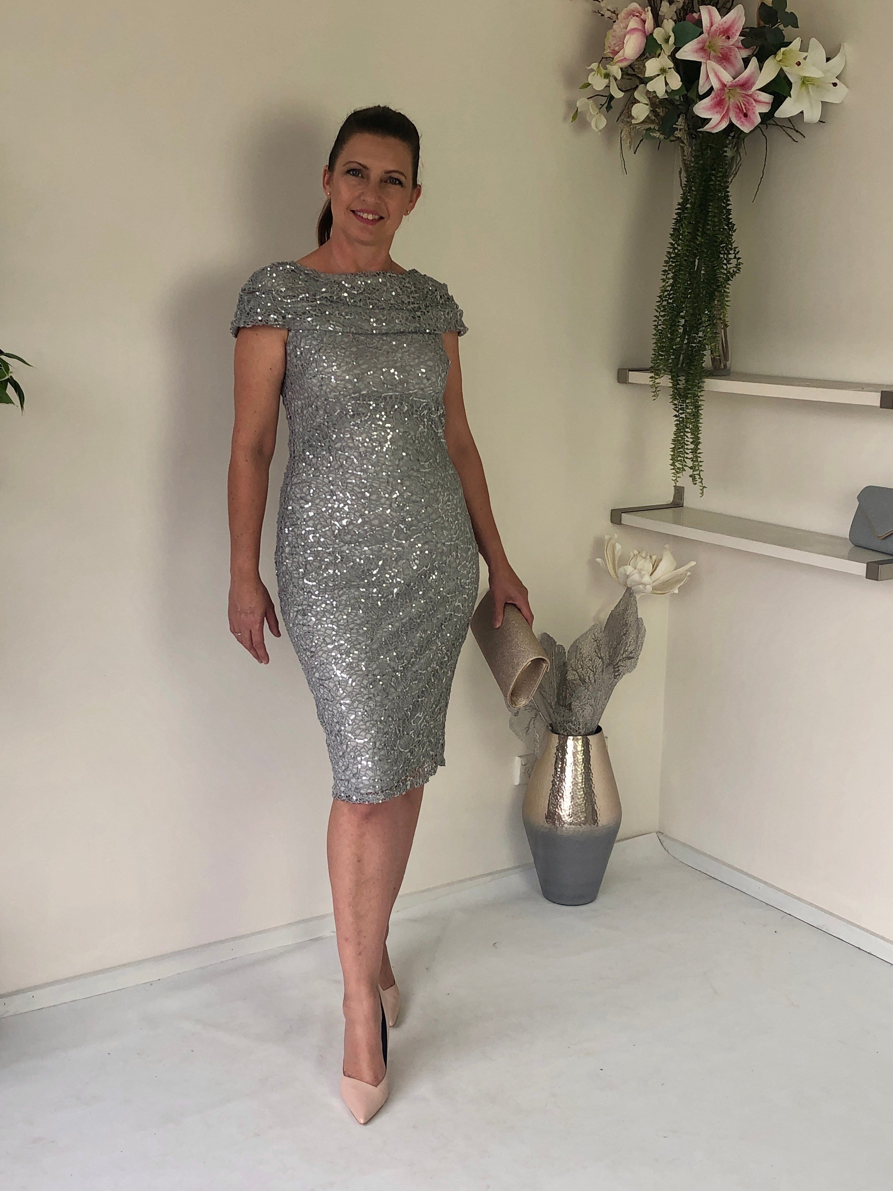 Rosmin Silver Evening Dress Dressxox