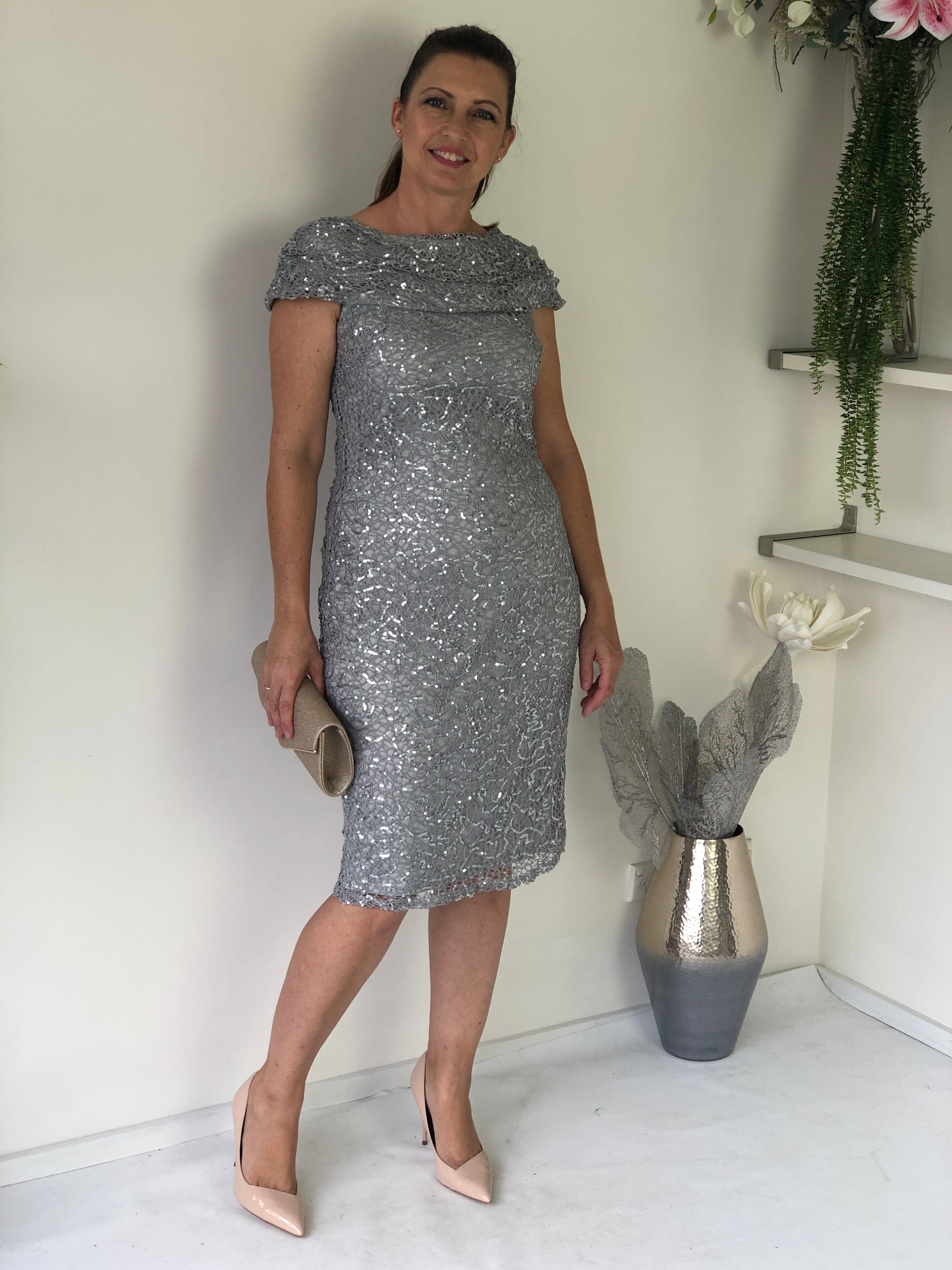 Rosmin Silver Evening Dress Dressxox