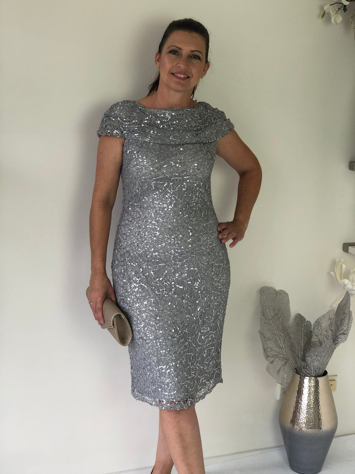 Miss Anne DRESSES Rosmin Silver Evening Dress
