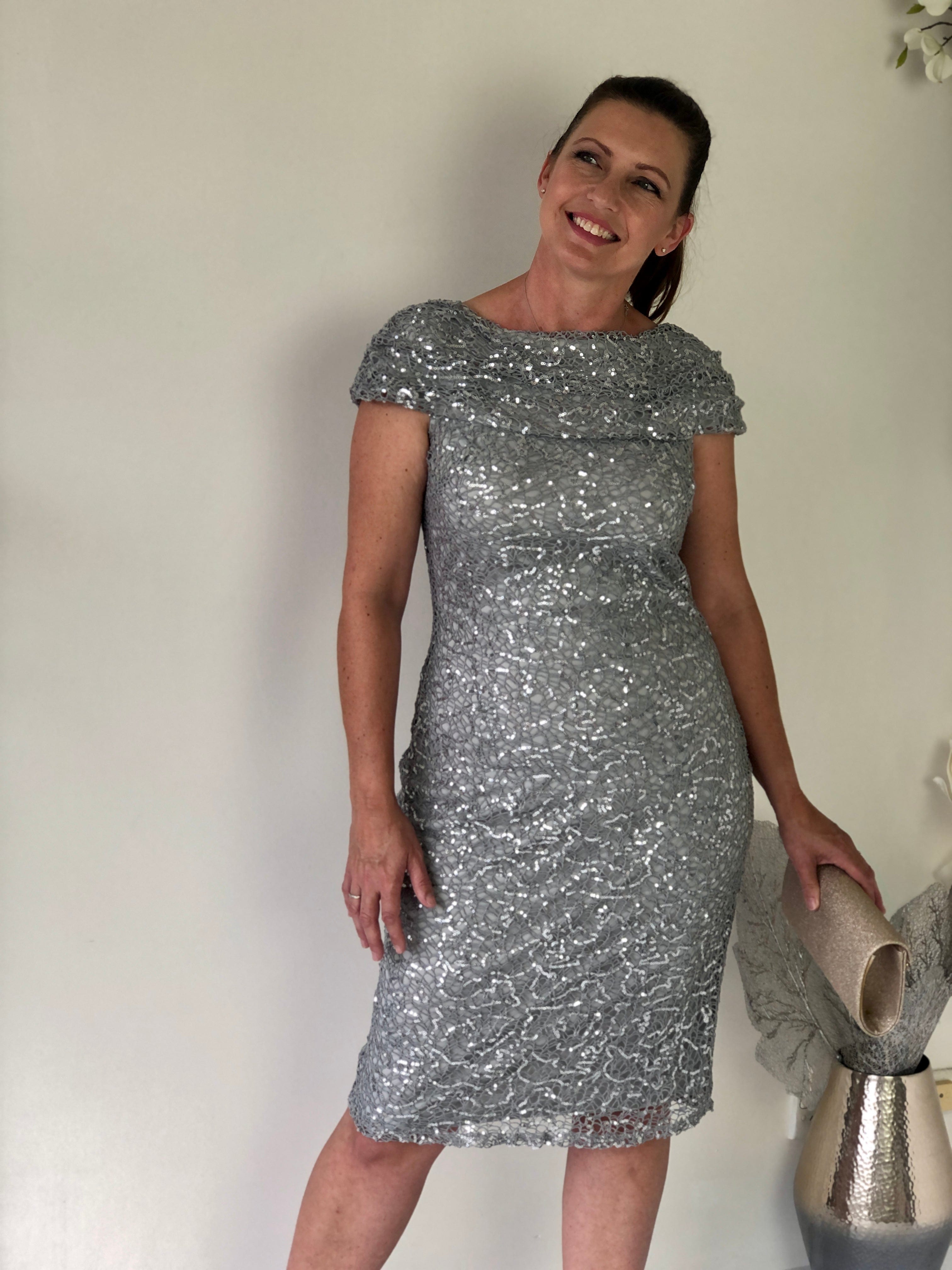 Rosmin Silver Evening Dress Dressxox