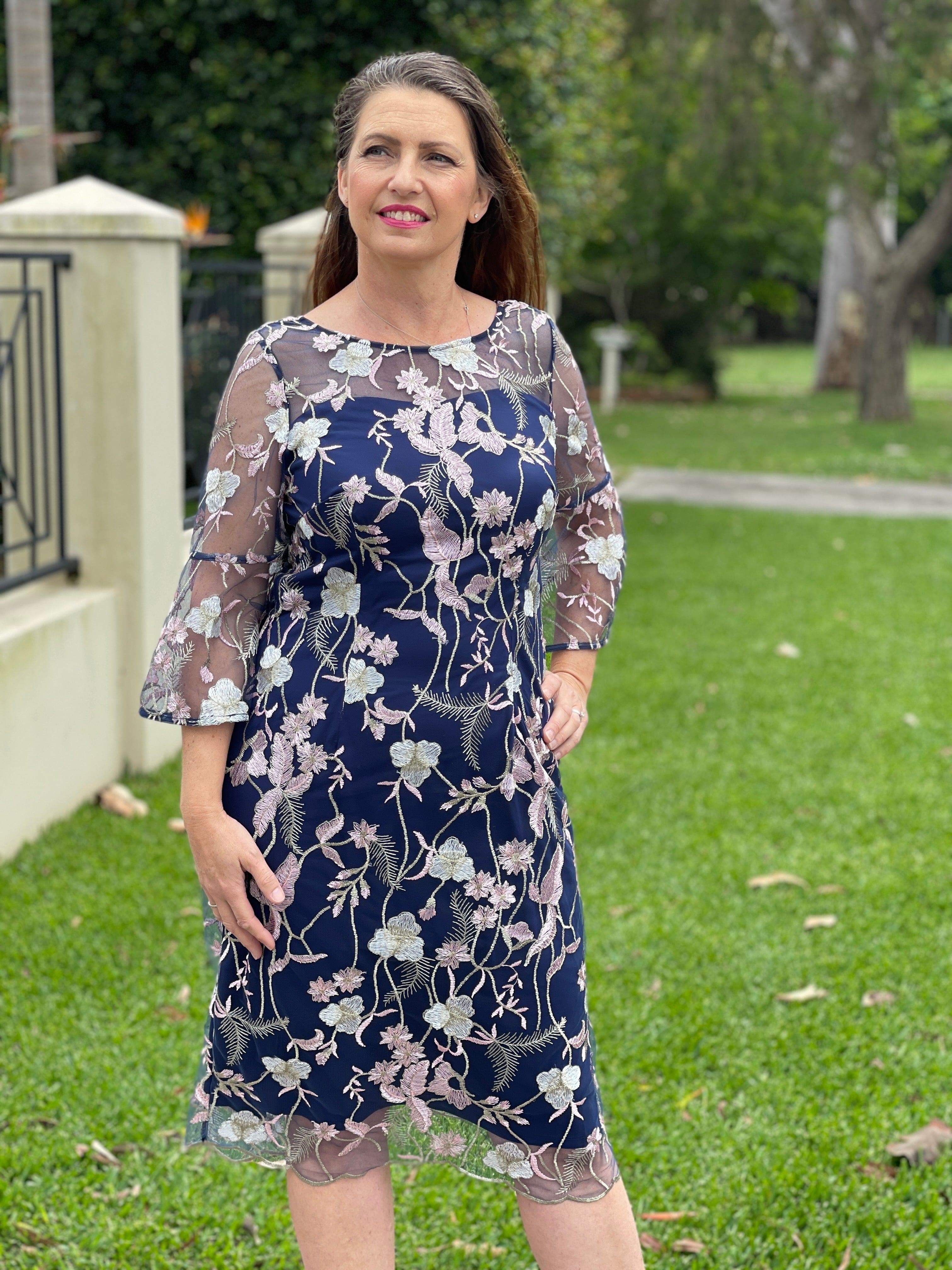 Tearose Navy Evening Dress