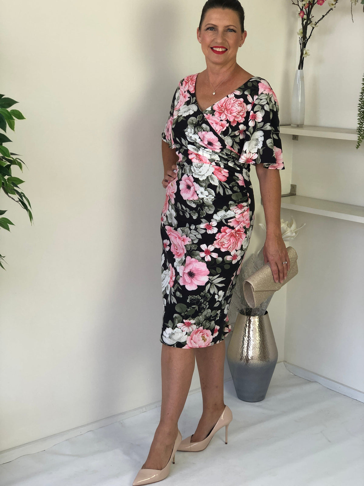 Miss Anne DRESSES Tilly Black Rose Dress