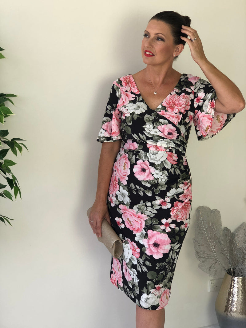 Miss Anne DRESSES Tilly Black Rose Dress