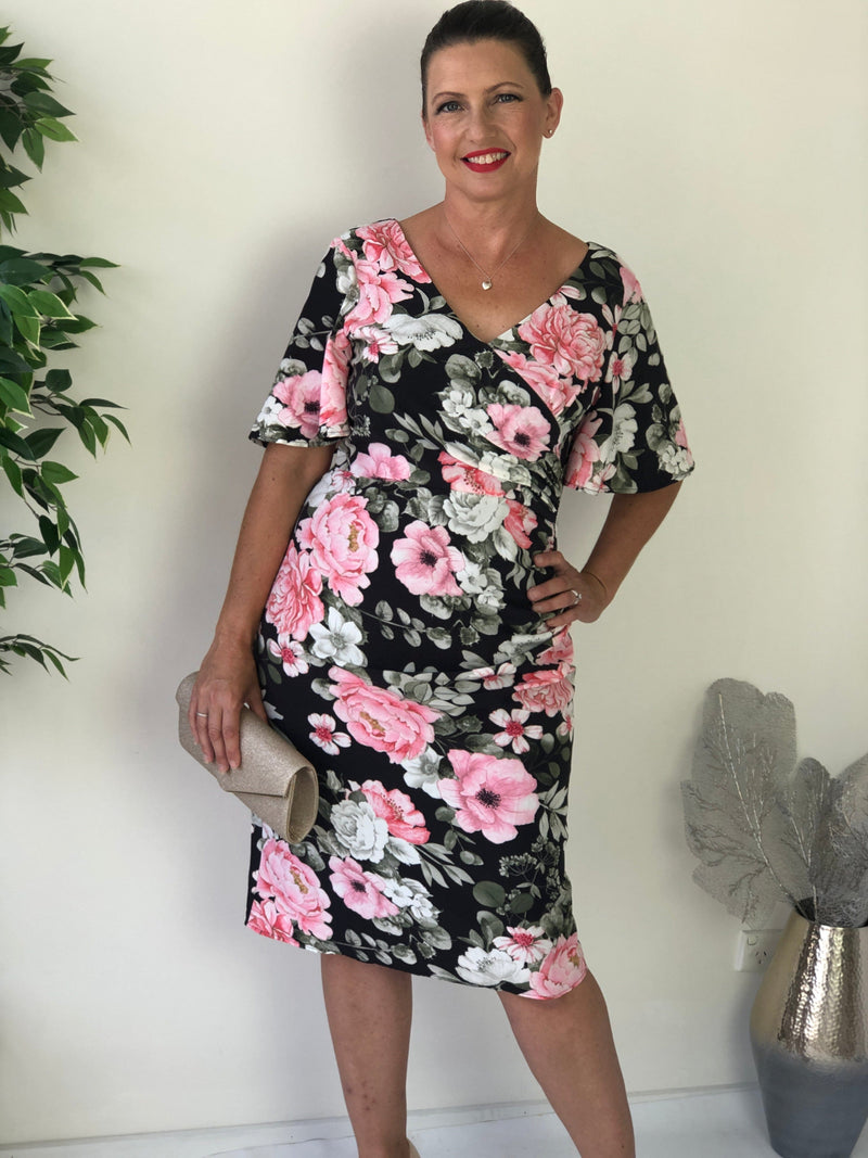 Miss Anne DRESSES Tilly Black Rose Dress