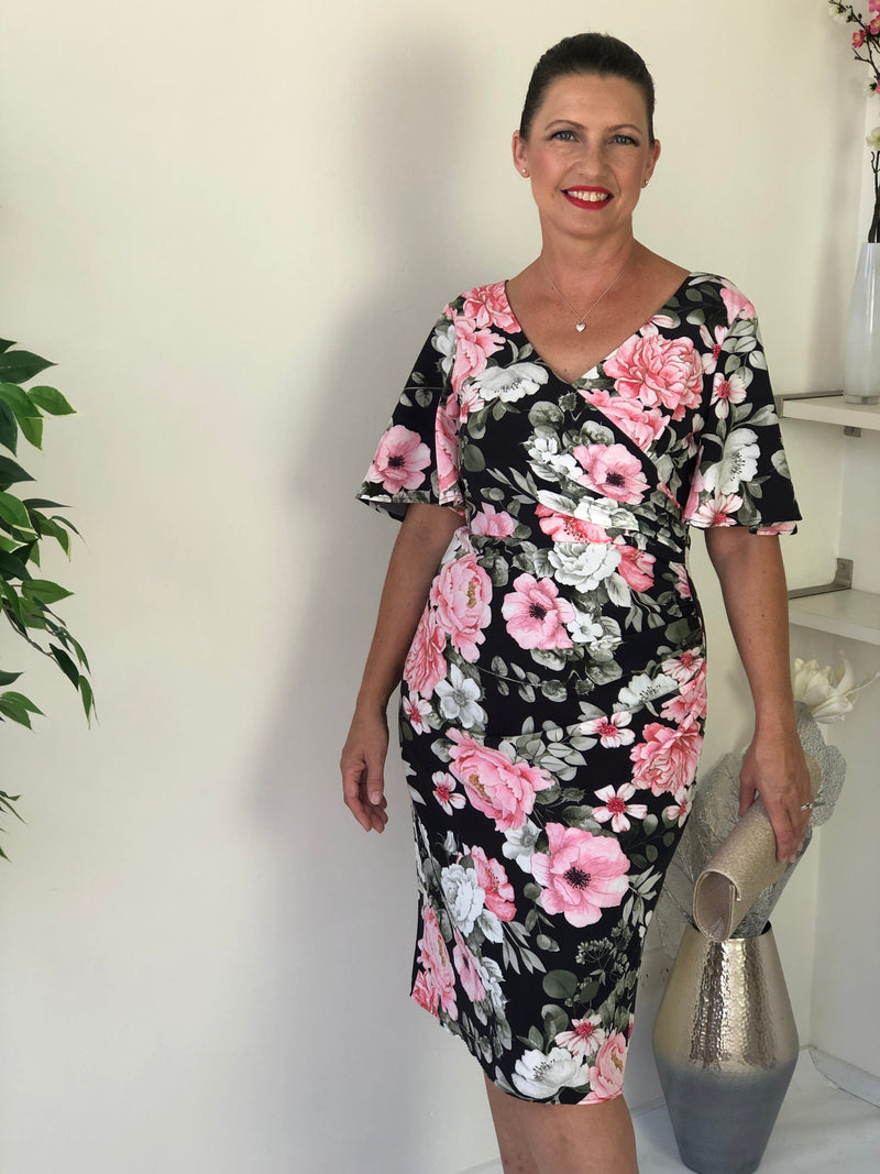 Miss Anne DRESSES Tilly Black Rose Dress