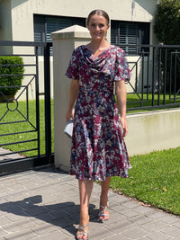 Miss Anne DRESSES 10 Torrens Wine Floral Dress