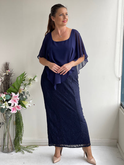 Trish Navy Lace Evening Gown – Dressxox