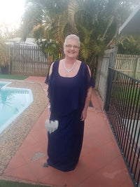Miss Anne DRESSES Trish Navy Lace Evening Gown