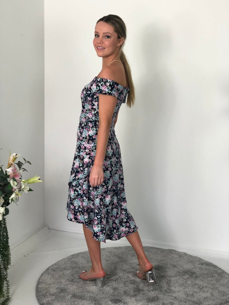 Miss Anne DRESSES Vicky Navy Floral Party Dress