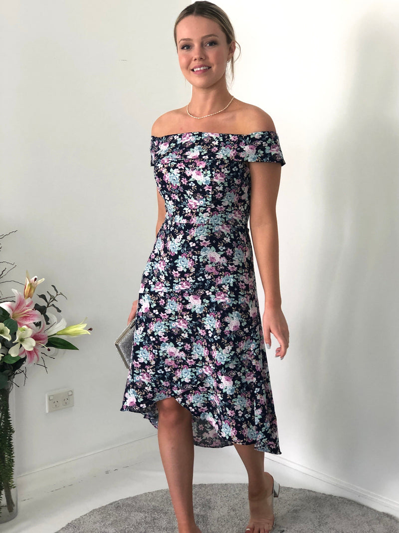 Miss Anne DRESSES Vicky Navy Floral Party Dress