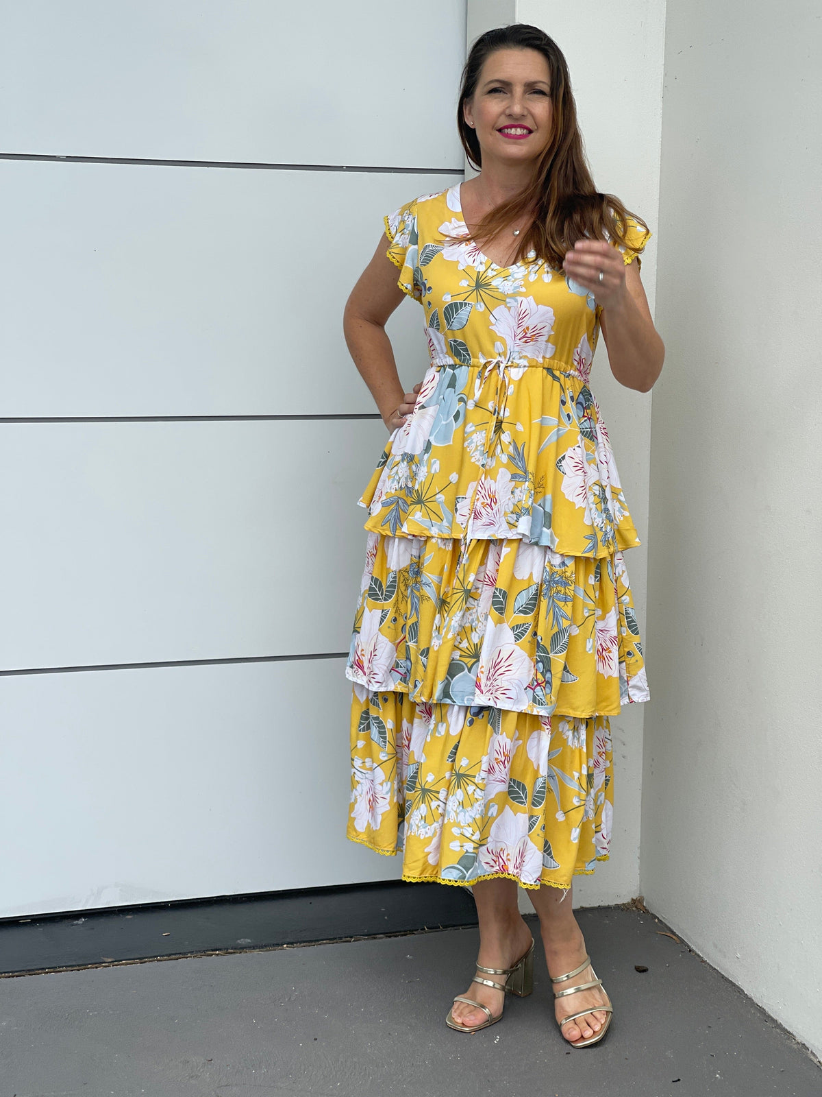 New U Collection DRESSES Floreen Yellow Floral Dress