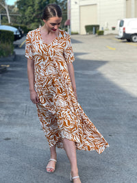 New U Collection DRESSES Petal Sandstone Zebra Midi Dress