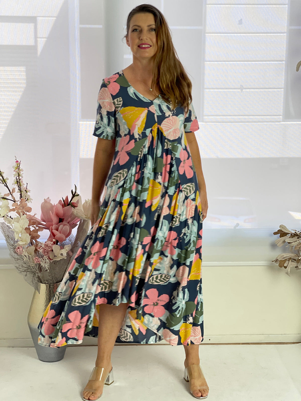 New U Collection DRESSES Petal Tropical Floral Dress