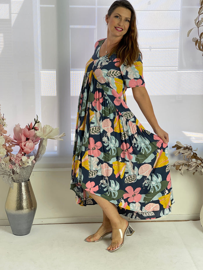 New U Collection DRESSES Petal Tropical Floral Dress