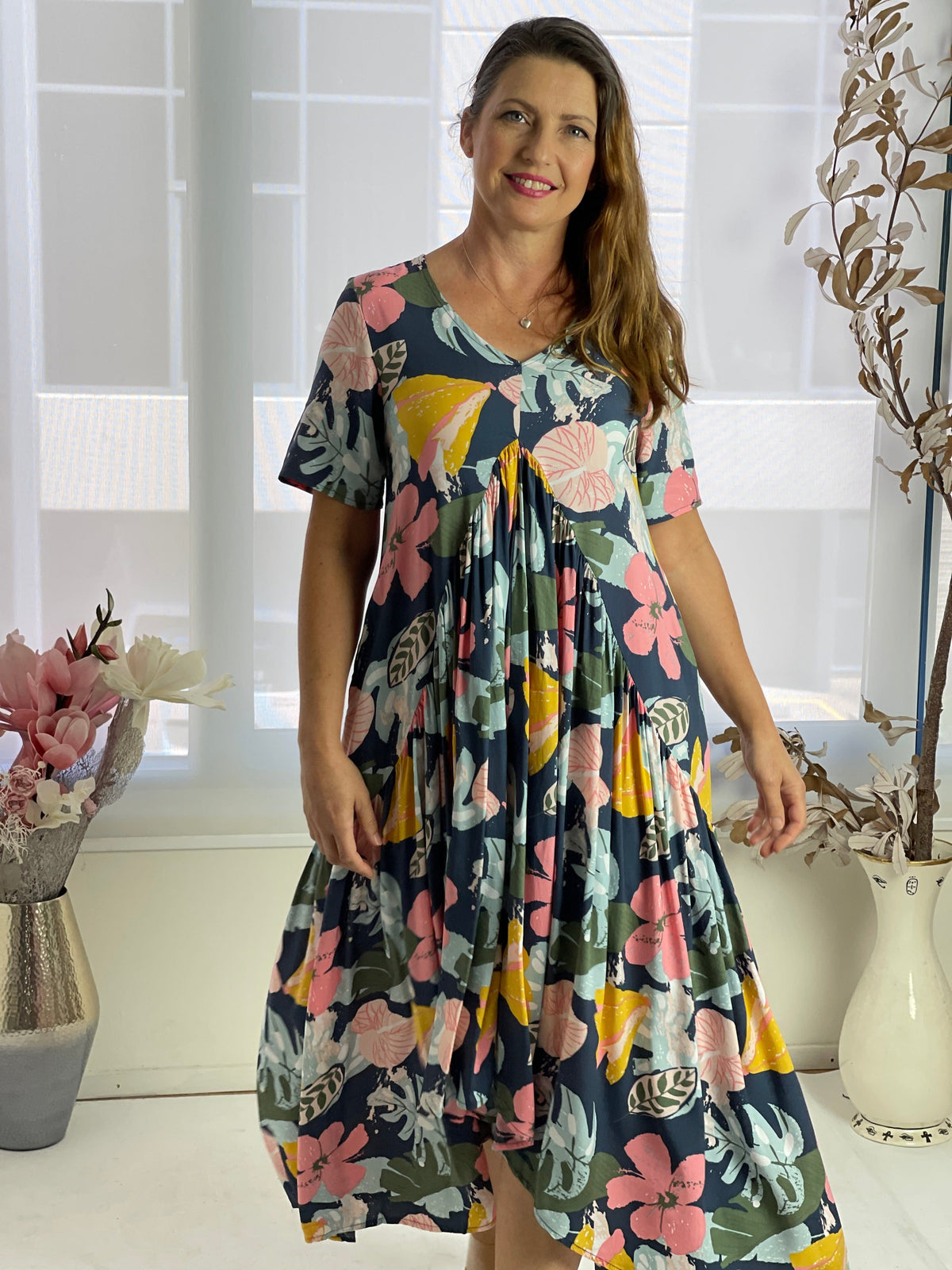 New U Collection DRESSES Petal Tropical Floral Dress