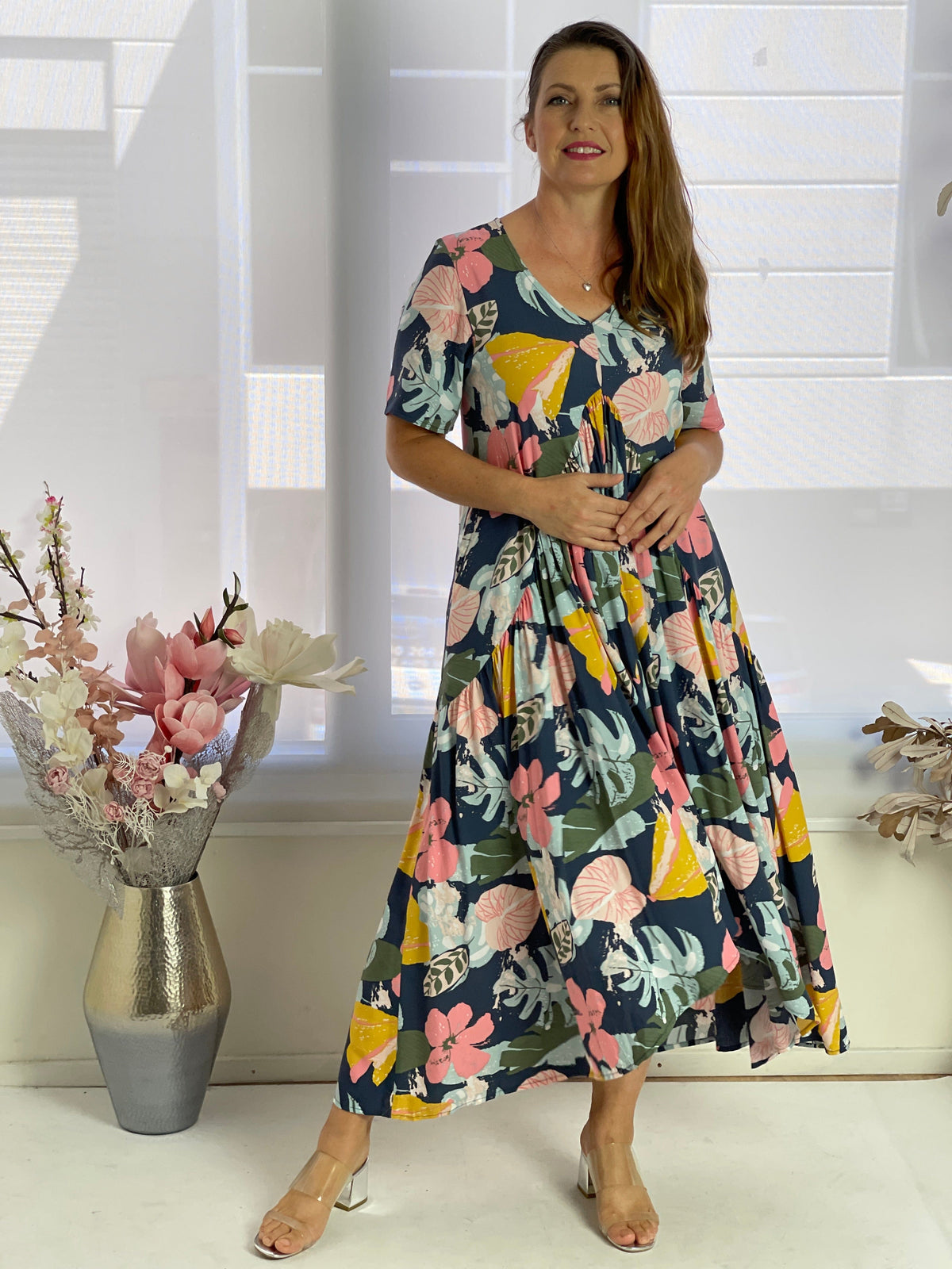 New U Collection DRESSES Petal Tropical Floral Dress