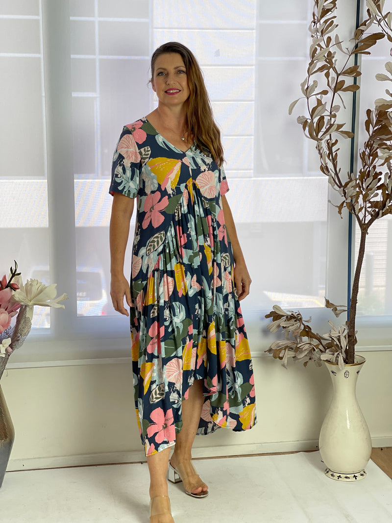 New U Collection DRESSES Petal Tropical Floral Dress